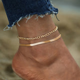 Vintage Gold Color Flat Snake Chain Anklet for Women Girl Trendy Simple Beach Summber Chain Anklets Bracelet on Leg Foot Jewelry