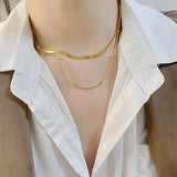 New Golden Metal Double Layered Stacking Chain Necklace Women Woman's Choker Jewelry Necklace for Women Gifts