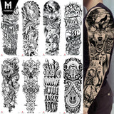 Full-arm Tattoo Stickers With The Crown Of The Virgin Of Jesus And Lion Waterproof Tattoo Stickers