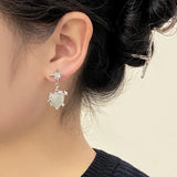 Y2K Star Heart Opal Stone Drop Earrings for Women Kpop Crystal Cross Love Pendant Earring Irregular Aesthetic Egirl Jewelry Gift