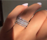 Cute 3 Round Silver Color Ring with Bling Zircon Stone for Women Fashion Jewelry Wedding Engagement Ring