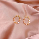 Minar Unique Design Irregular Freshwater Pearl Hoop Earrings for Women Baroque Pearls Beads Circle Statement Earring Brincos