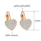 SINLEERY Shiny Full Rhinestone Heart Earrings For Women Gold Color Hoop Earring wedding accessories Party Jewelry ZD1 SSP