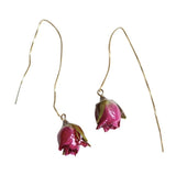 Mtcytea Women Natural Dried Flower Earrings Imitation Colors Rose Drop Earring Party Real Dry Flower Jewelry