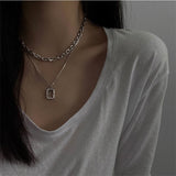 Mtcytea  New Senior Fashion Women Pendant Necklaces Fine Double Link Chain Metal Heart Party Necklace Jewelry Gift