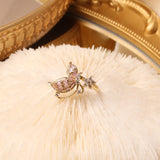 New design fashion jewelry opening high-grade copper inlaid zircon butterfly ring luxury shiny cocktail party ring for women