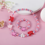 2pcs/Set Clay Beads Necklace Bracelet Jewelry Sets Cute Cartoon Pattern Charm For Children Party Jewelry Kids Birthday Gift Sets