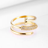 Korea New Fashion Jewelry Exquisite 18K Real Gold Plated AAA Zircon Ring Elegant Women's Opening Adjustable Wedding Gift