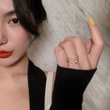 Korea New  Fashion Jewelry Exquisite 14K Real Gold Plated AAA Zircon Ring Elegant Women&#39;s Opening Adjustable Wedding Gift