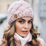 Warm Plush New Unisex Knitted Beanie Winter Warm Hat Cap Warm Down Thickened Wool Ball Ladies Autumn Winter Knitting Warm Cap