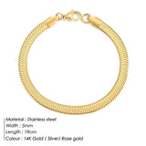 JUJIE 316L Stainless Steel Snake Chain Bracelet For Women Classic Width 3/4/5MM Chain Bracelets Jewelry Wholesale/Dropshipping