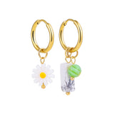 Bohemian Handmade Natural Stone Beads Hoop Earrings for Women Golden Color Stainless Steel Circle Huggie Hoops Jewelry Bijoux