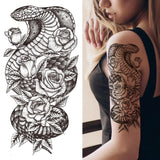 Black Forest Tattoo Sticker For Men Women Children Tiger Wolf Death Skull Temporary Tattoo Fake Henna Skeleton King Animal Tatoo