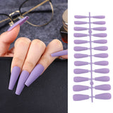 24Pcs Matte Long Ballerina False Nails Tips Colorful Coffin Full Cover Fake Nails With Glue Nail Art Decor Manicure Extension