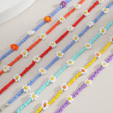 Mtcytea Salircon Kpop Flower Anklet Bracelet Women Fashion Colorful Seed Beads Chain Charm Bracelet On The Leg Boho Jewelry