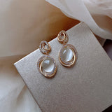 New Women's Luxury Opals Earrings In  Korean Fashion Jewelry Party Girls Temperament Accessories Unusual Earrings