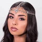 Stonefans Novel Bohemia Bridal Tiara Crystal Zircon Drop Hair Chain Women Forehead Wedding Headpiece Rhinestone Boho Head Chain