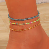 3pcs/set Bohemian Colorful Beaded Beads Anklets For Women Summer Ocean Beach Handmade Ankle Bracelet Foot Leg Beach Jewelry Gift