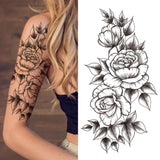 Mtcytea Death Skull Flower Temporary Tattoo For Women Girls Snake Bird Peony Tattoo Sticker Black Fake Blossom Sexy Tatoo Transfer Adult