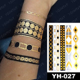 Waterproof Temporary Tattoo Sticker Flowers Mandala Henna Gold Silver Metallic Flash Tatoo Boho Lotus Jewelry Glitter Body Art