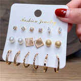 Fashion Gold Hoop Earrings Set Women Pearl Hoop Earrings Oversize Metal Circle Punk Earring Female Fashion Jewelry