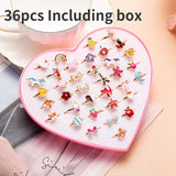 Mtcytea  10PCs/Lot Hot Sale Kids Cute Cartoon Rings Flower Animal Shape Ring Set Mix Finger Jewelry Creative Accessories Girl Child Gifts