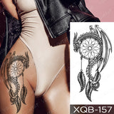 Waterproof Temporary Tattoo Sticker Black Dragon Snake Peony Rose Totem Flash Tatto Women Men Dark Sexy Waist Arm Fake Tattoos