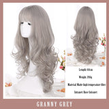 Lolita White Gold Highlight Pink Synthetic Big Wave Wig With Air Bangs Women's Cosplay Natural Heat Resistant Wig.