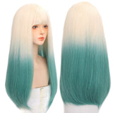 Synthetic Long straight hair black comic bangs girl wig natural bangs cosplay Lolita party Heat-resistant wig