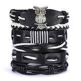 Mtcytea Men Bracelets Vintage Multilayer Leather Braid Bracelets Bangles Star Leaf Owl Handmade Rope Wrap Bracelets Male Gift Jewlery