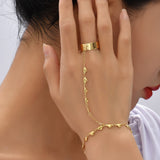 Mtcytea Creative Butterfly Link Chain Bracelet Connected Finger Ring Bangle Bracelets for Women Linked Hand Harness Couple Jewelry Gifts