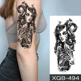 Waterproof Temporary Tattoo Sticker Black Dragon Snake Peony Rose Totem Flash Tatto Women Men Dark Sexy Waist Arm Fake Tattoos