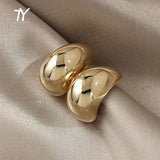 Simple Pea Shaped Copper Alloy Gold Color Drop Earrings For Woman Korean Fashion Jewelry Goth Party Girls Unusual Accessory