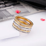 Luxurious Rings for Women Stainless Steel Jewelry Multi-Layer Splicing Zircon Fashion Female Bridal Sets Weddding Rings Gifts