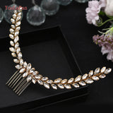 TOPQUEEN HP301 Indian Bridal Hair Accessories Alloy Flower Bridal Crowns and Tiaras Silver Hair Pieces Wedding Hair Jewelry