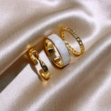 Mtcytea Gold Color Round Geometric Finger Rings Set for Women  Classic Circle Open Ring Joint Ring Female Jewelry