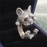 Ring for Men Women Japanese Style Cute Cat Ring Simplicity Fashion Jewelry  Gifts Blue Rhinestone Eyes Dog Rings