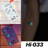 Blue Luminous Tattoo Sticker Luminous Waterproof Sexy Temporary Tattoo Chest Fake Tattoo