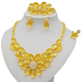 Mtcytea Jewelry Sets Gold Necklace & Earring Set For Women African France Wedding Party 24K Jewelery Ethiopia Bridal Gifts