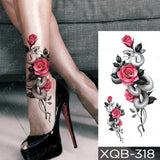 Waterproof Temporary Tattoo Sticker Black Dragon Snake Peony Rose Totem Flash Tatto Women Men Dark Sexy Waist Arm Fake Tattoos