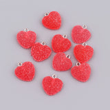 10pcs Colorful Heart Shape Soft Candy Charms Cute Kawaii Resin Pendant Drop Charms for Earring Bracelets Jewelry Making Supplies