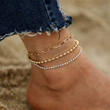 Mtcytea Bohemia Gold Color Chain Ankle Bracelet On Leg Foot Jewelry Boho Beads Key Butterfly Charm Anklet Set For Women Accessories