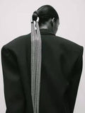 Trendy Silver Color Metal Hyperbole  Long Tassel Chain Hair Accessories Punk Hairpins Hair Clip For Women Headband Hairwear