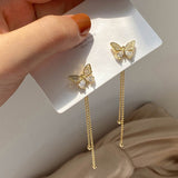Fashion Full butterfly Rhinestone Earrings Tassel Rhinestone Party Earring For Woman Gift