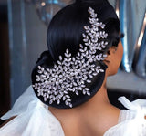 Mtcytea HP434 Silver Bridal Headband Wedding Hair Accessories Rhinestone Pearls Bridal Headpiece Hair Ornament Women Headdress