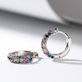 Mtcytea Fashion silver plate Round Mini Earrings Set Half Hoop Colorful Zircon Ladies Luxury Jewelry Hoop Earrings