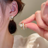 New Fashion Trend Unique Design Elegant Delicate Double Hoop Shell Earrings Ladies High Jewelry Banquet Party Gift Wholesale