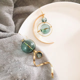 Fresh Green Bubble Dangle Earrings For Women Original Hand Blown Glass Ball Asymmetric Drop Earrings Korean Earrings Femme