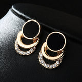 Mtcytea Brand New Design Fashion Charm Geometric Crystal Stud Earrings Round Circle Shiny Rhinestone Big Earring Jewelry Women Gift