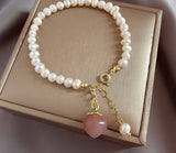 New Baroque Natural Pearl Pink Peach Pendant Bracelets For Woman Korean Fashion Jewelry Girl's Elegant and Sweet Charm Bracelet